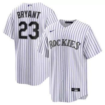 Men's Colorado Rockies Kris Bryant Nike White/Purple Replica Player Jersey Men's Colorado Rockies Kris Bryant Nike White/Purple Replica Player Jersey