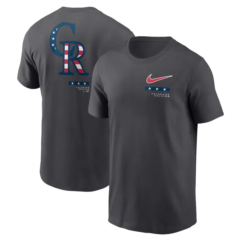 Men's Colorado Rockies Nike Anthracite Americana T-Shirt Men's Colorado Rockies Nike Anthracite Americana T-Shirt