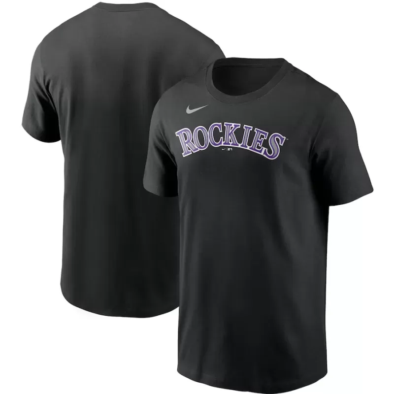 Men's Colorado Rockies Nike Black Team Wordmark T-Shirt Men's Colorado Rockies Nike Black Team Wordmark T-Shirt
