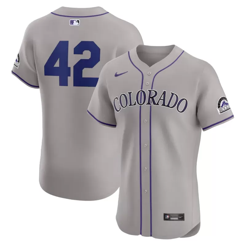 Men's Colorado Rockies Nike Gray Road 2024 Jackie Robinson Day Elite Jersey Men's Colorado Rockies Nike Gray Road 2024 Jackie Robinson Day Elite Jersey