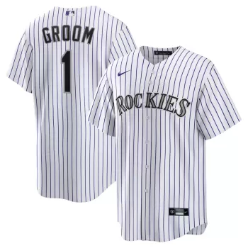Men's Colorado Rockies Nike White #1 Groom Home Replica Jersey Men's Colorado Rockies Nike White #1 Groom Home Replica Jersey