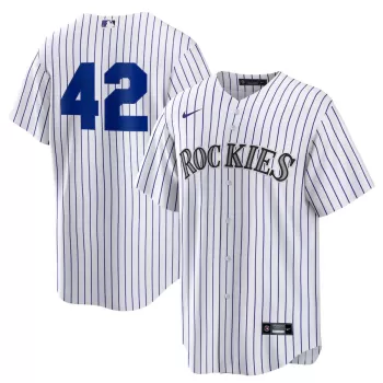 Men's Colorado Rockies Nike White Home 2025 Jackie Robinson Day Replica Jersey Men's Colorado Rockies Nike White Home 2025 Jackie Robinson Day Replica Jersey