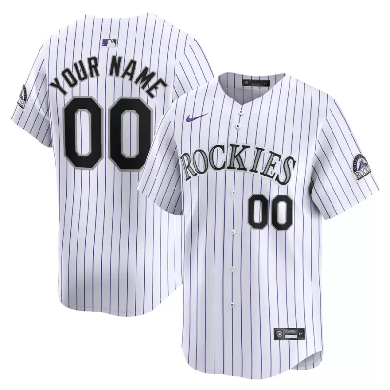 Men's Colorado Rockies Nike White Home Limited Custom Jersey Men's Colorado Rockies Nike White Home Limited Custom Jersey