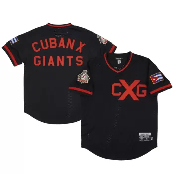 Men's Cuban Giants Rings & Crwns Black Mesh Replica V-Neck Jersey Men's Cuban Giants Rings & Crwns Black Mesh Replica V-Neck Jersey