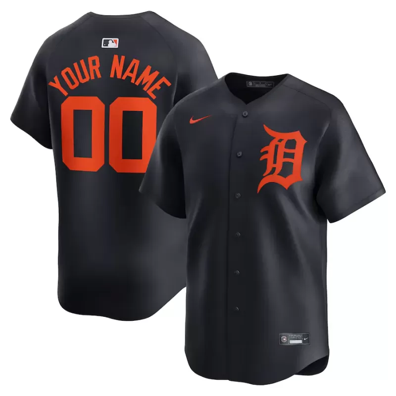 Men's Detroit Tigers Nike Navy Alternate Limited Custom Jersey Men's Detroit Tigers Nike Navy Alternate Limited Custom Jersey