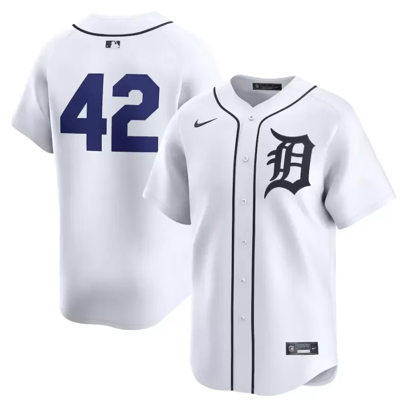 Men's Detroit Tigers Nike White 2024 Jackie Robinson Day Home Limited Jersey Men's Detroit Tigers Nike White 2024 Jackie Robinson Day Home Limited Jersey