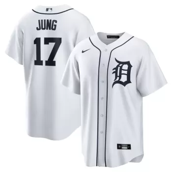 Men's Detroit Tigers Jace Jung Nike White Home Replica Jersey Men's Detroit Tigers Jace Jung Nike White Home Replica Jersey
