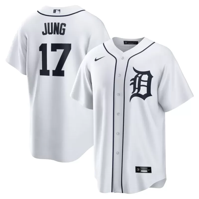 Men's Detroit Tigers Jace Jung Nike White Home Replica Jersey Men's Detroit Tigers Jace Jung Nike White Home Replica Jersey