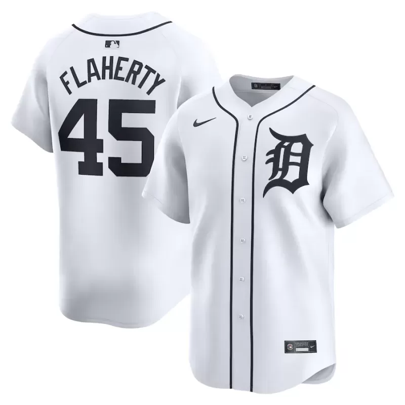 Men's Detroit Tigers Jack Flaherty Nike White Home Limited Player Jersey Men's Detroit Tigers Jack Flaherty Nike White Home Limited Player Jersey