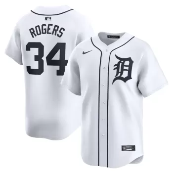 Men's Detroit Tigers Jake Rogers Nike White Home Limited Player Jersey Men's Detroit Tigers Jake Rogers Nike White Home Limited Player Jersey