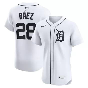 Men's Detroit Tigers Javier Báez Nike White Home Elite Jersey Men's Detroit Tigers Javier Báez Nike White Home Elite Jersey