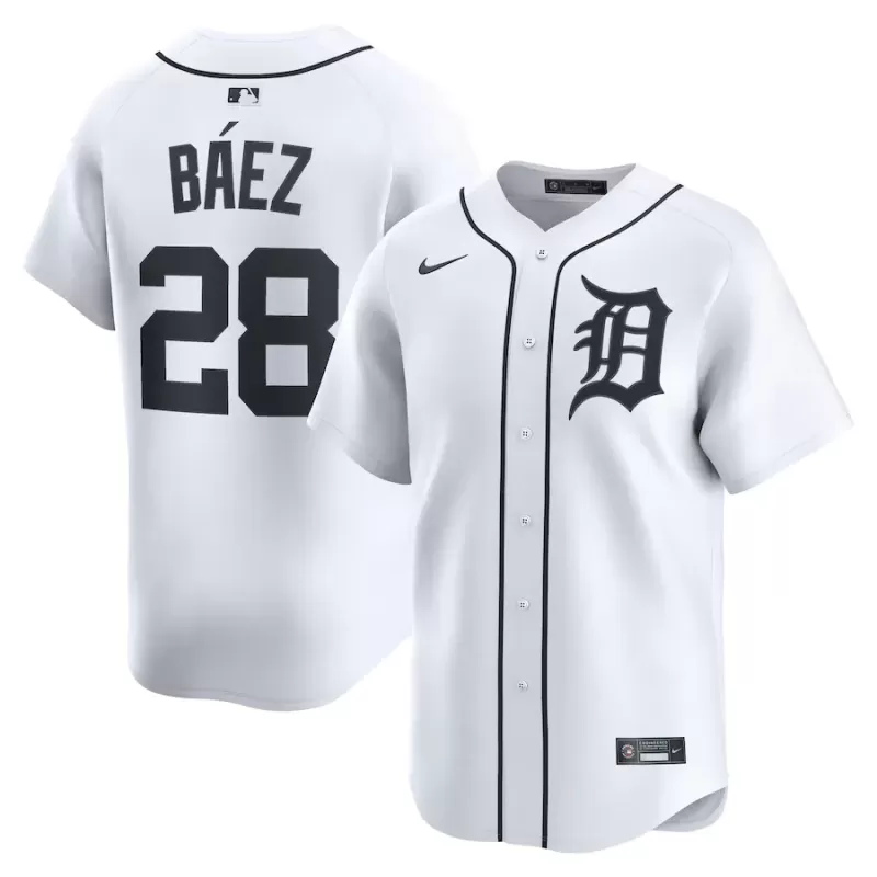 Men's Detroit Tigers Javier Báez Nike White Home Limited Player Jersey Men's Detroit Tigers Javier Báez Nike White Home Limited Player Jersey