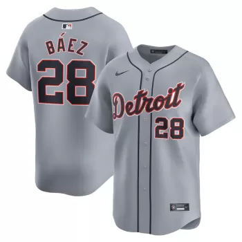 Men's Detroit Tigers Javier Baez Nike Gray Road Limited Player Jersey Men's Detroit Tigers Javier Baez Nike Gray Road Limited Player Jersey