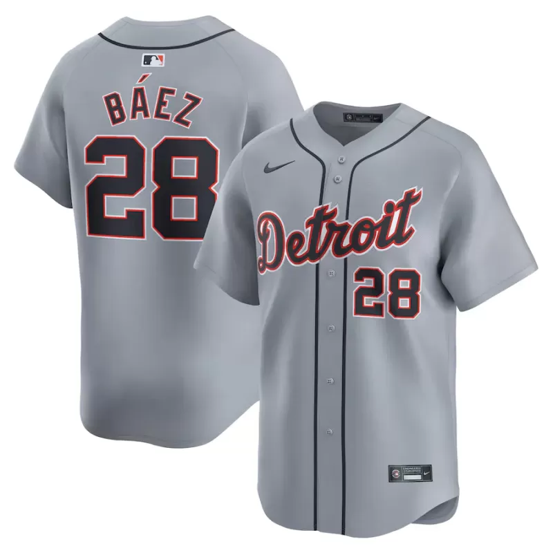Men's Detroit Tigers Javier Baez Nike Gray Road Limited Player Jersey Men's Detroit Tigers Javier Baez Nike Gray Road Limited Player Jersey