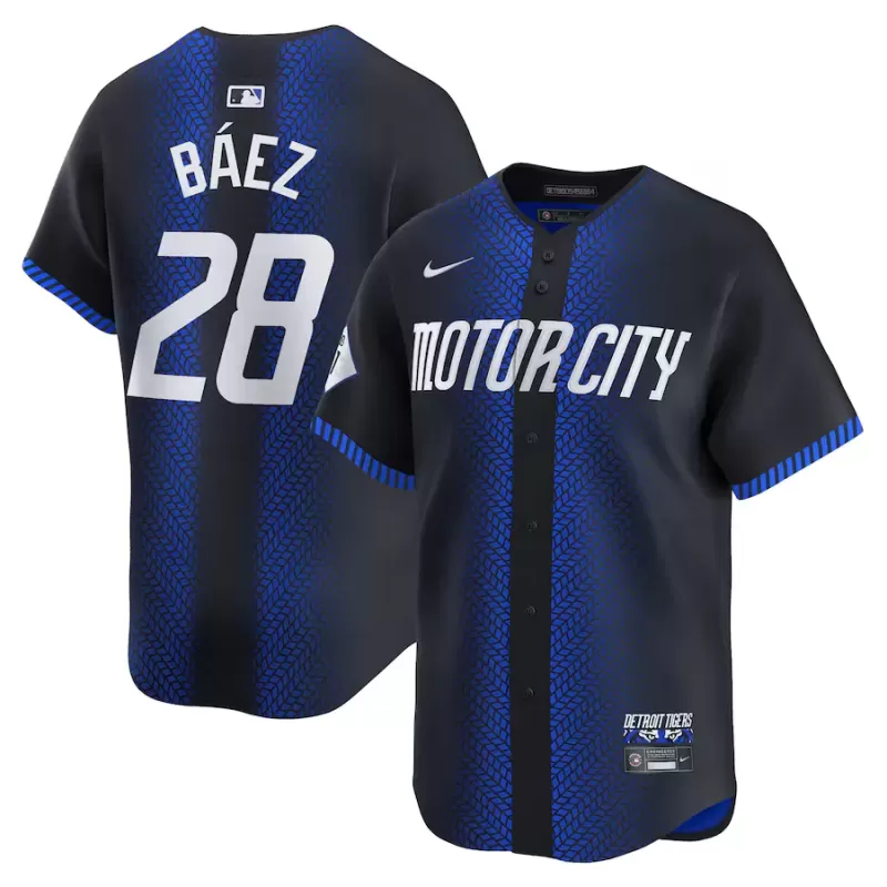 Men's Detroit Tigers Javier Baez Nike Navy 2024 City Connect Limited Jersey Men's Detroit Tigers Javier Baez Nike Navy 2024 City Connect Limited Jersey