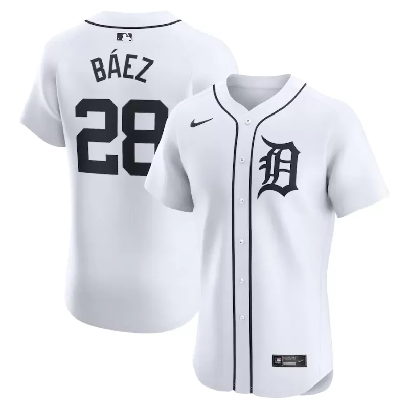 Men's Detroit Tigers Javier Baez Nike White Home Elite Player Jersey Men's Detroit Tigers Javier Baez Nike White Home Elite Player Jersey