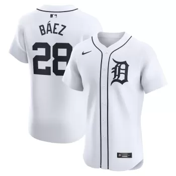 Men's Detroit Tigers Javier Baez Nike White Home Elite Player Jersey Men's Detroit Tigers Javier Baez Nike White Home Elite Player Jersey