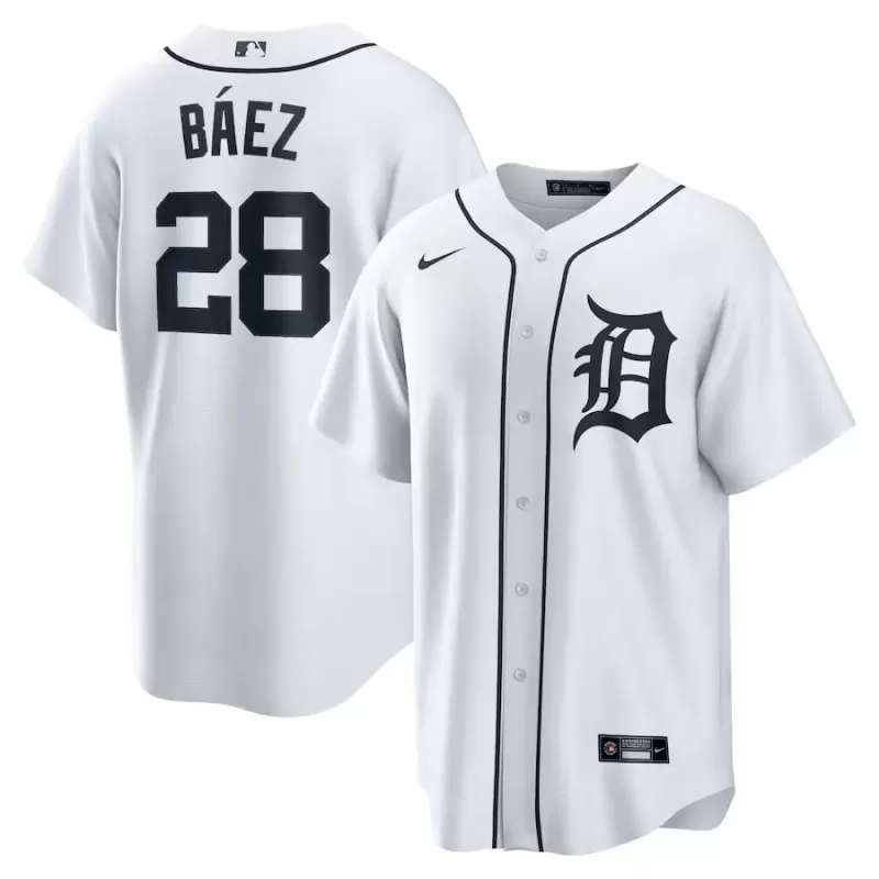 Men's Detroit Tigers Javier Baez Nike White Home Replica Player Jersey Men's Detroit Tigers Javier Baez Nike White Home Replica Player Jersey