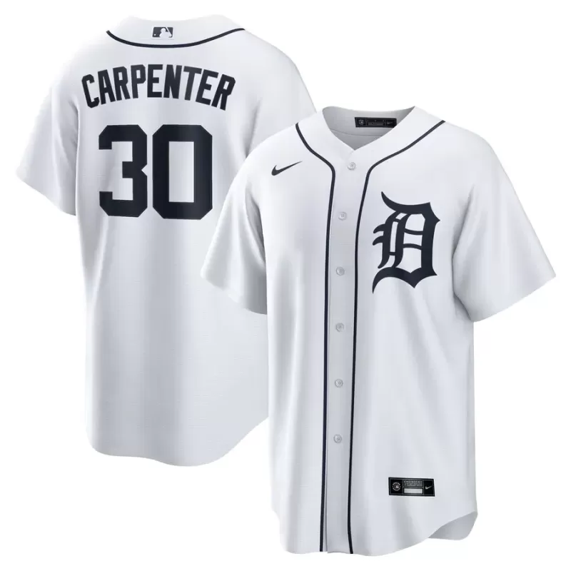 Men's Detroit Tigers Kerry Carpenter Nike White Home Replica Jersey Men's Detroit Tigers Kerry Carpenter Nike White Home Replica Jersey