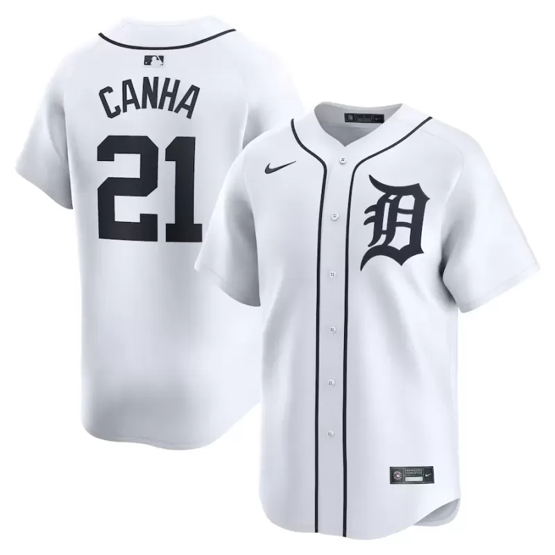 Men's Detroit Tigers Mark Canha Nike White Home Limited Player Jersey Men's Detroit Tigers Mark Canha Nike White Home Limited Player Jersey