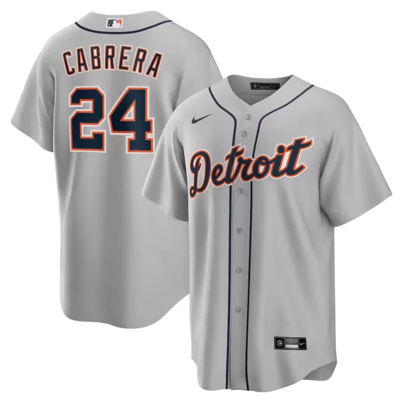 Men's Detroit Tigers Miguel Cabrera Nike Gray Road Replica Player Name Jersey Men's Detroit Tigers Miguel Cabrera Nike Gray Road Replica Player Name Jersey