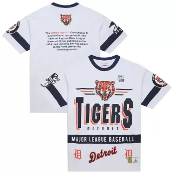 Men's Detroit Tigers Mitchell & Ness White Cooperstown Collection Team Origins Premium T-Shirt Men's Detroit Tigers Mitchell & Ness White Cooperstown Collection Team Origins Premium T-Shirt
