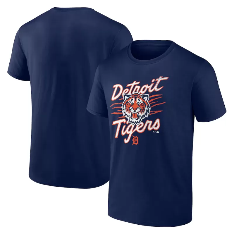 Men's Detroit Tigers Navy Tiger Illustration T-Shirt Men's Detroit Tigers Navy Tiger Illustration T-Shirt