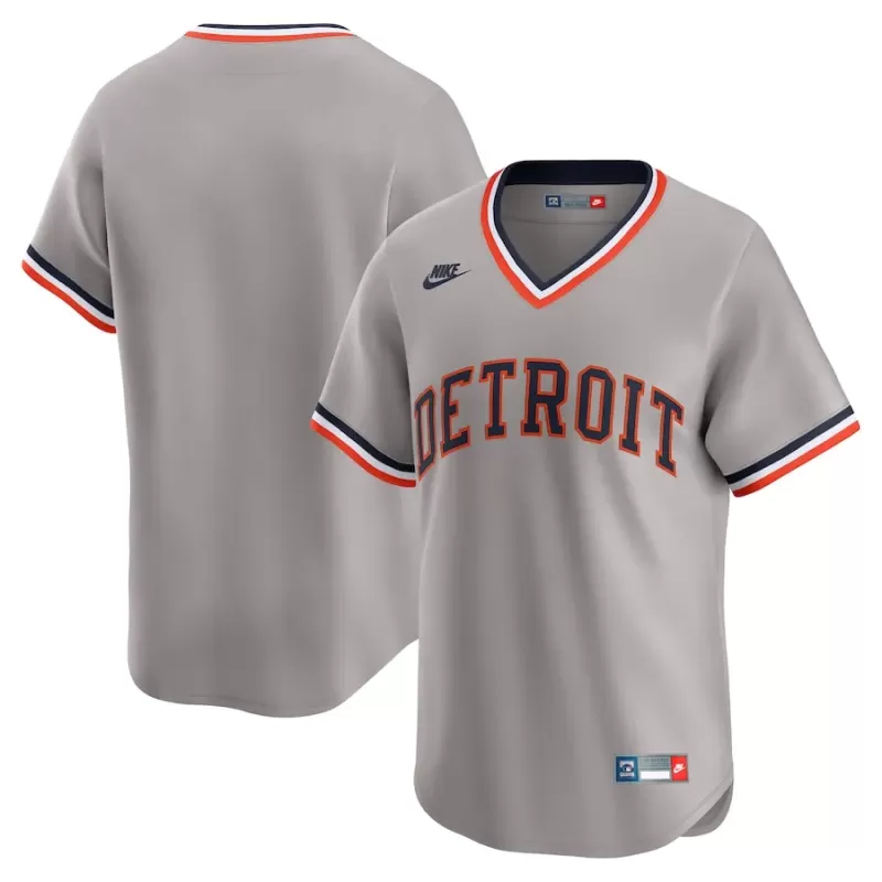 Men's Detroit Tigers Nike Gray Throwback Cooperstown Collection Limited Jersey Men's Detroit Tigers Nike Gray Throwback Cooperstown Collection Limited Jersey