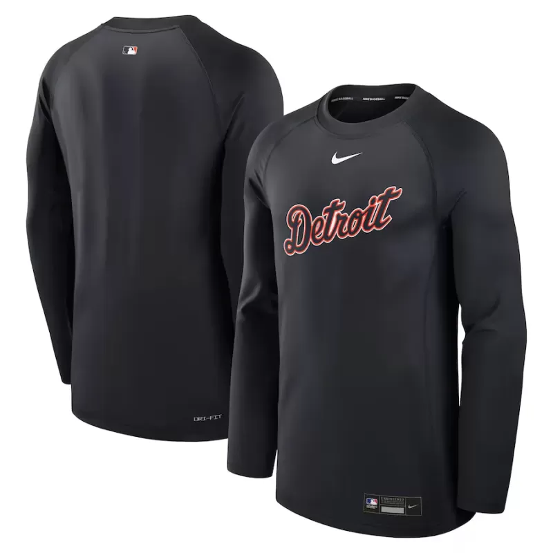 Men's Detroit Tigers Nike Navy Authentic Collection Game Time Raglan Performance Long Sleeve T-Shirt Men's Detroit Tigers Nike Navy Authentic Collection Game Time Raglan Performance Long Sleeve T-Shirt