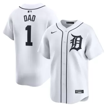 Men's Detroit Tigers Nike White #1 Dad Home Limited Jersey Men's Detroit Tigers Nike White #1 Dad Home Limited Jersey