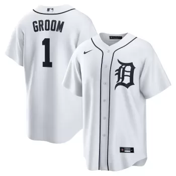 Men's Detroit Tigers Nike White #1 Groom Home Replica Jersey Men's Detroit Tigers Nike White #1 Groom Home Replica Jersey