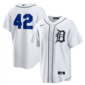 Men's Detroit Tigers Nike White Home 2025 Jackie Robinson Day Replica Jersey Men's Detroit Tigers Nike White Home 2025 Jackie Robinson Day Replica Jersey