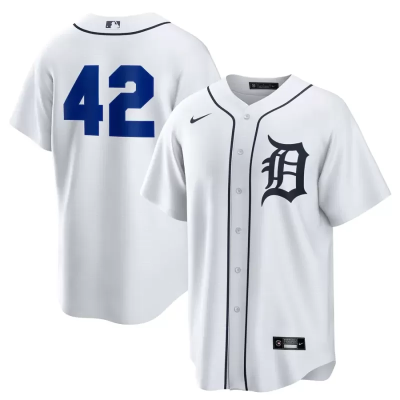 Men's Detroit Tigers Nike White Home 2025 Jackie Robinson Day Replica Jersey Men's Detroit Tigers Nike White Home 2025 Jackie Robinson Day Replica Jersey