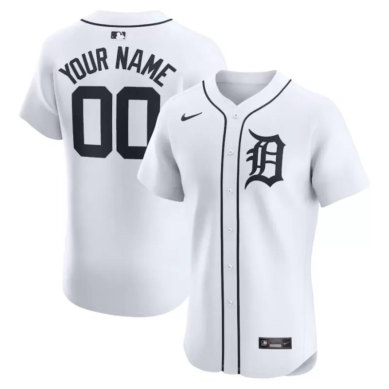Men's Detroit Tigers Nike White Home Elite Custom Jersey Men's Detroit Tigers Nike White Home Elite Custom Jersey
