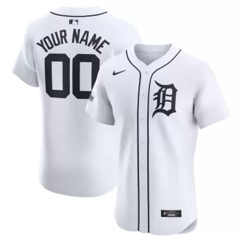 Men's Detroit Tigers Nike White Home Elite Custom Patch Jersey Men's Detroit Tigers Nike White Home Elite Custom Patch Jersey