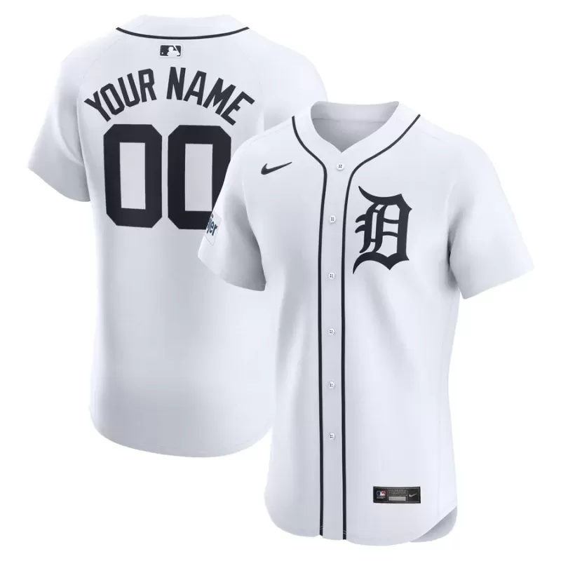 Men's Detroit Tigers Nike White Home Elite Custom Patch Jersey Men's Detroit Tigers Nike White Home Elite Custom Patch Jersey