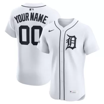 Men's Detroit Tigers Nike White Home Elite Sponsor Patch Custom Jersey Men's Detroit Tigers Nike White Home Elite Sponsor Patch Custom Jersey