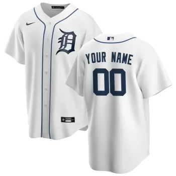 Men's Detroit Tigers Nike White Home Replica Custom Jersey Men's Detroit Tigers Nike White Home Replica Custom Jersey