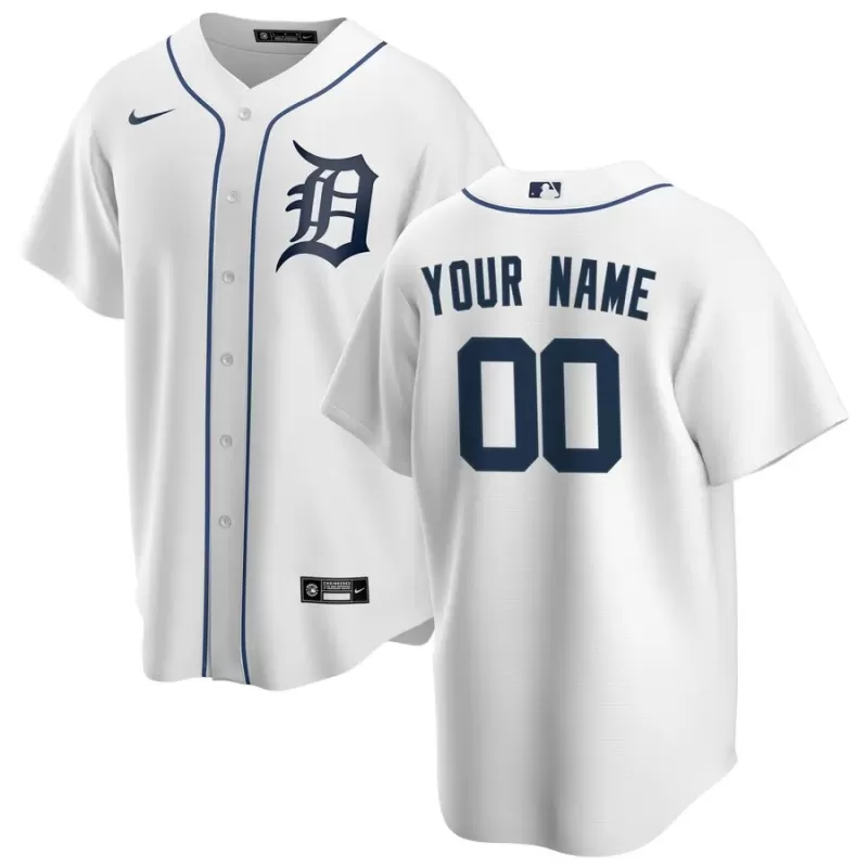 Men's Detroit Tigers Nike White Home Replica Custom Jersey Men's Detroit Tigers Nike White Home Replica Custom Jersey