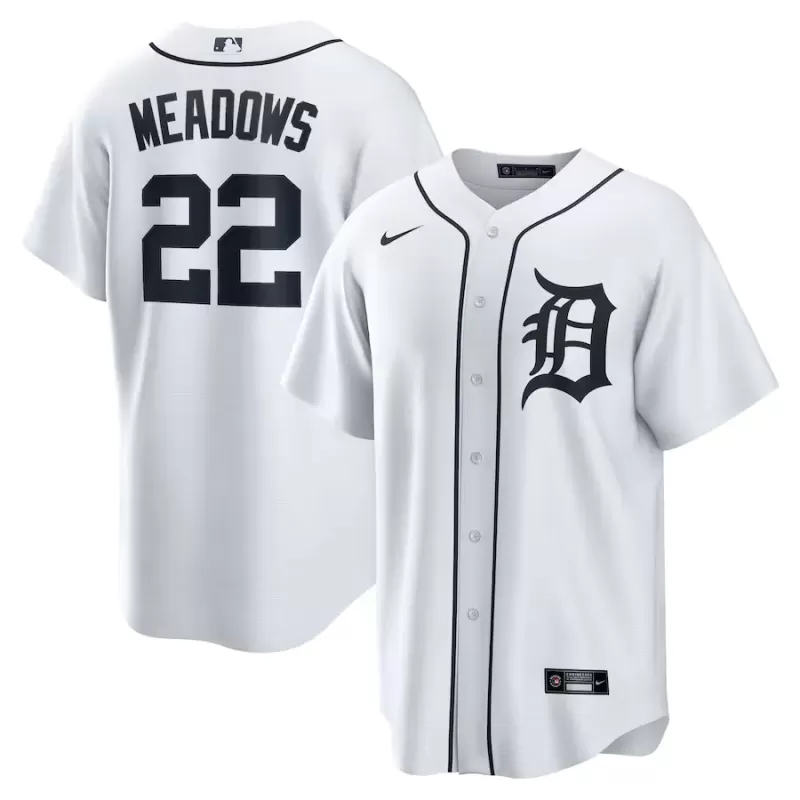 Men's Detroit Tigers Parker Meadows Nike White Home Replica Jersey Men's Detroit Tigers Parker Meadows Nike White Home Replica Jersey