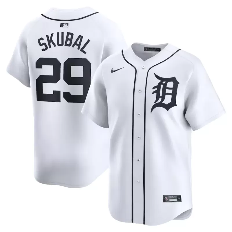 Men's Detroit Tigers Tarik Skubal Nike White Home Limited Player Jersey Men's Detroit Tigers Tarik Skubal Nike White Home Limited Player Jersey
