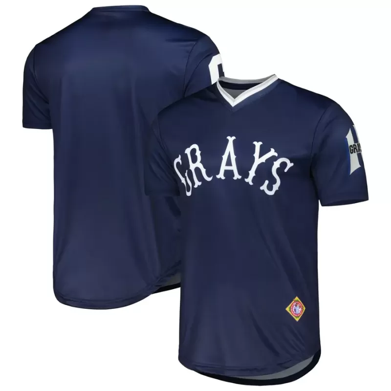 Men's Homestead Grays Stitches Navy Sublimated V-Neck Jersey Men's Homestead Grays Stitches Navy Sublimated V-Neck Jersey