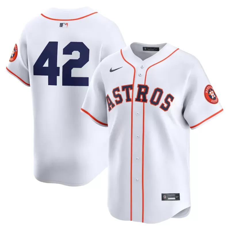Men's Houston Astros Nike White 2024 Jackie Robinson Day Home Limited Jersey Men's Houston Astros Nike White 2024 Jackie Robinson Day Home Limited Jersey