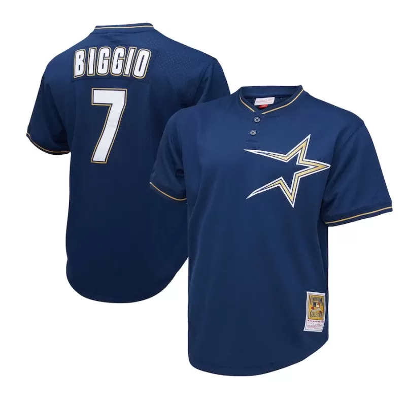 Men's Houston Astros Craig Biggio Mitchell & Ness Navy 1991 Cooperstown Collection Mesh Pullover Jersey Men's Houston Astros Craig Biggio Mitchell & Ness Navy 1991 Cooperstown Collection Mesh Pullover Jersey