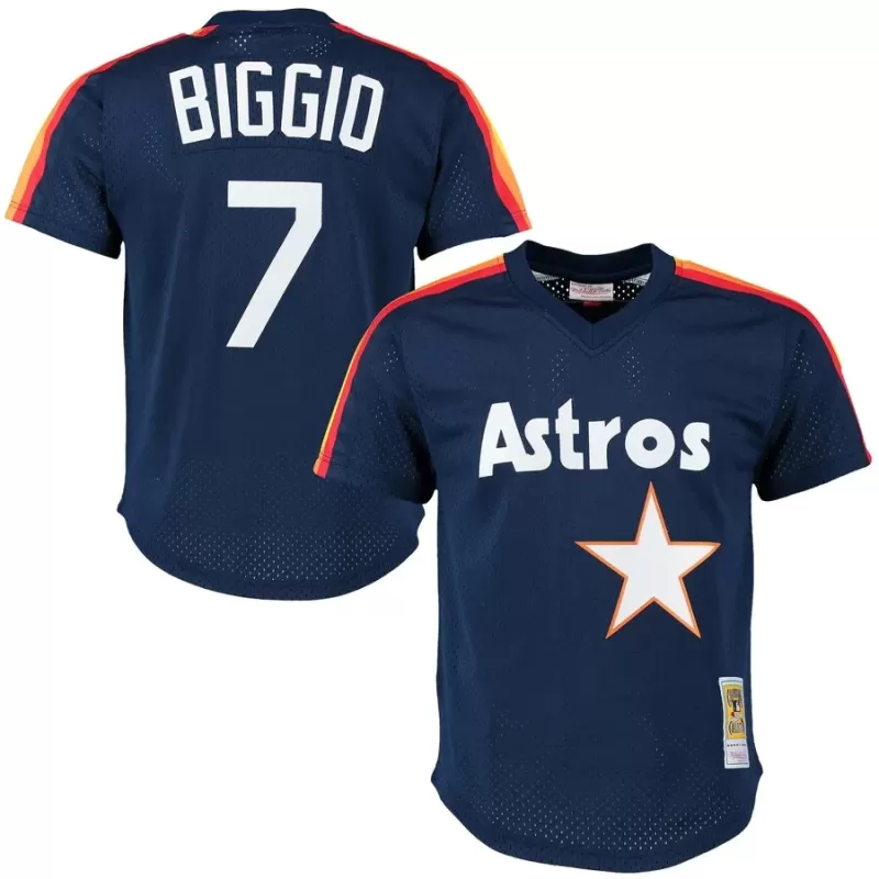 Men's Houston Astros Craig Biggio Mitchell & Ness Navy Cooperstown Mesh Batting Practice Jersey Men's Houston Astros Craig Biggio Mitchell & Ness Navy Cooperstown Mesh Batting Practice Jersey