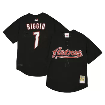 Men's Houston Astros Craig Biggio Profile Black Big & Tall Cooperstown Collection Mesh Batting Practice Jersey