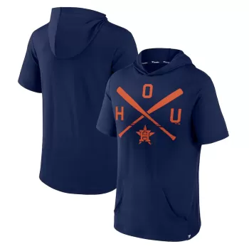 Men's Houston Astros Fanatics Navy Iconic Rebel Short Sleeve Hooded Top