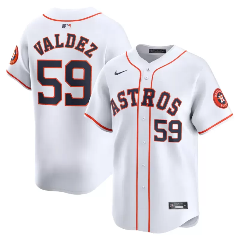 Men's Houston Astros Framber Valdez Nike White Home Limited Player Jersey Men's Houston Astros Framber Valdez Nike White Home Limited Player Jersey