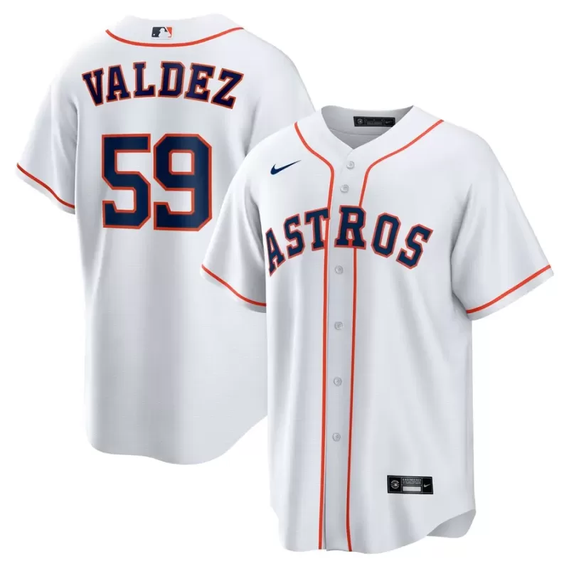 Men's Houston Astros Framber Valdez Nike White Home Replica Jersey Men's Houston Astros Framber Valdez Nike White Home Replica Jersey