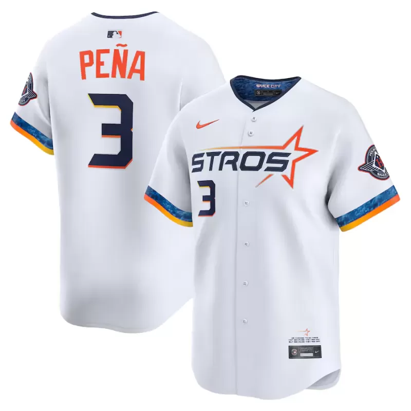 Men's Houston Astros Jeremy Peña Nike White 2025 City Connect Limited Player Jersey Men's Houston Astros Jeremy Peña Nike White 2025 City Connect Limited Player Jersey